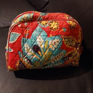 Vera Bradley Floral Quilted Cosmetic Bag - Red and Green